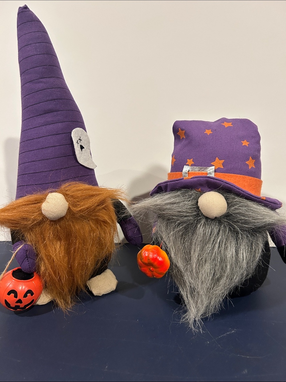 Pair of Purple Halloween Gnome Plush Decorations